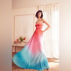 Amur Emmett Pleated Gown size 2 NWT ombre